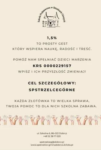 plakat o wpłatach na poczet naszej szkoły