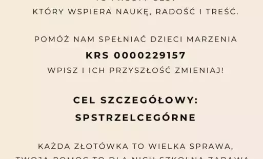 plakat o wpłatach na poczet naszej szkoły